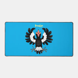 Funny Australian magpie cartoon illustration Desk Mat