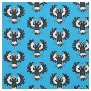 Funny Australian magpie cartoon illustration Fabric