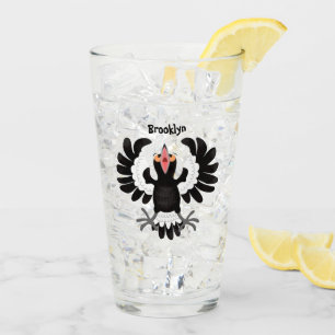 Funny Australian magpie cartoon illustration Glass