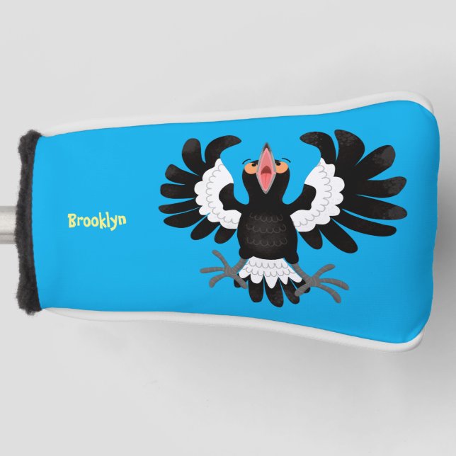 Funny Australian magpie cartoon illustration Golf Head Cover (Front)