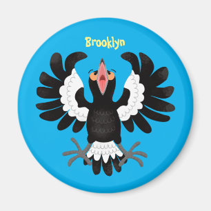 Funny Australian magpie cartoon illustration  Magnet