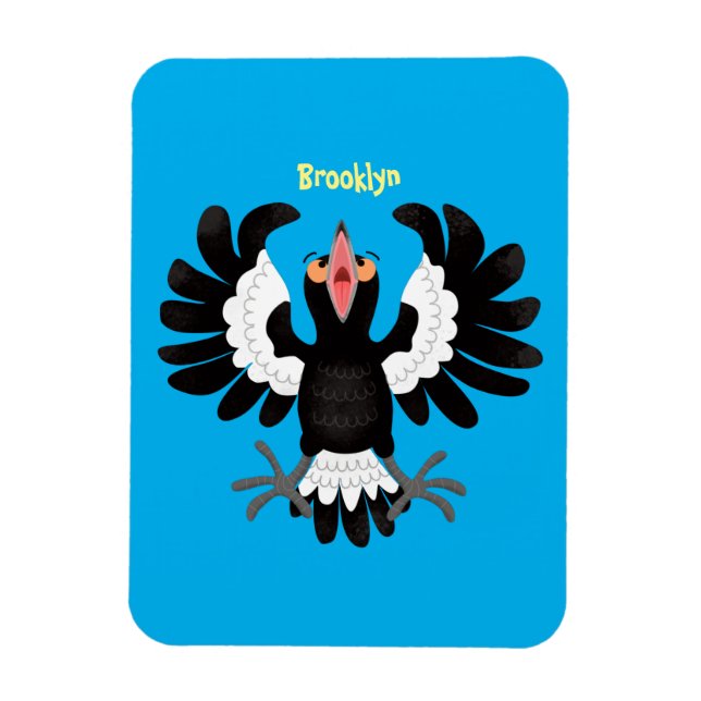Funny Australian magpie cartoon illustration  Magnet (Vertical)