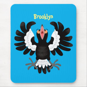 Funny Australian magpie cartoon illustration Mouse Mat