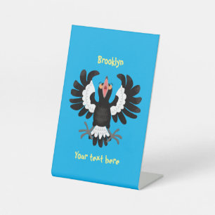 Funny Australian magpie cartoon illustration Pedestal Sign