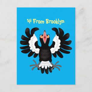 Funny Australian magpie cartoon illustration Postcard