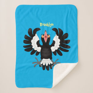 Funny Australian magpie cartoon illustration  Sherpa Blanket