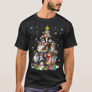 Funny Australian Shepherd Dog Christmas Tree Xmas T-Shirt