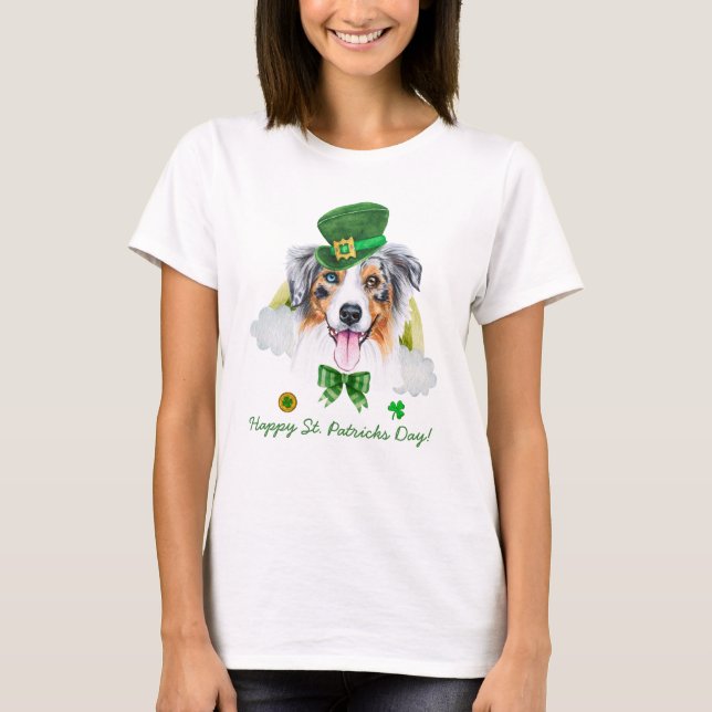 Funny Australian Shepherd Gold St. Patricks Day T-Shirt (Front)