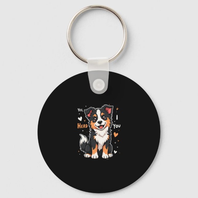 Funny Australian Shepherd Mum Gifts Aussie Yes I H Key Ring (Front)