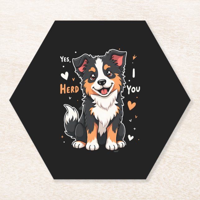 Funny Australian Shepherd Mum Gifts Aussie Yes I H Paper Coaster (Front)