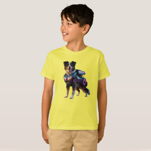 Funny Australian Shepherd Robot Kid's T-Shirt