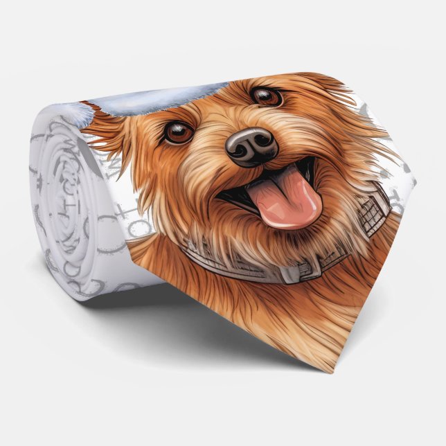 Funny Australian Terrier Christmas Dog Lover Tie (Rolled)