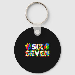 Funny Autism 67 Six Seven Meme Autism Awareness 6  Key Ring