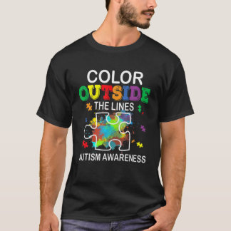 Funny Autism Awareness Colour Outside The Line Aut T-Shirt