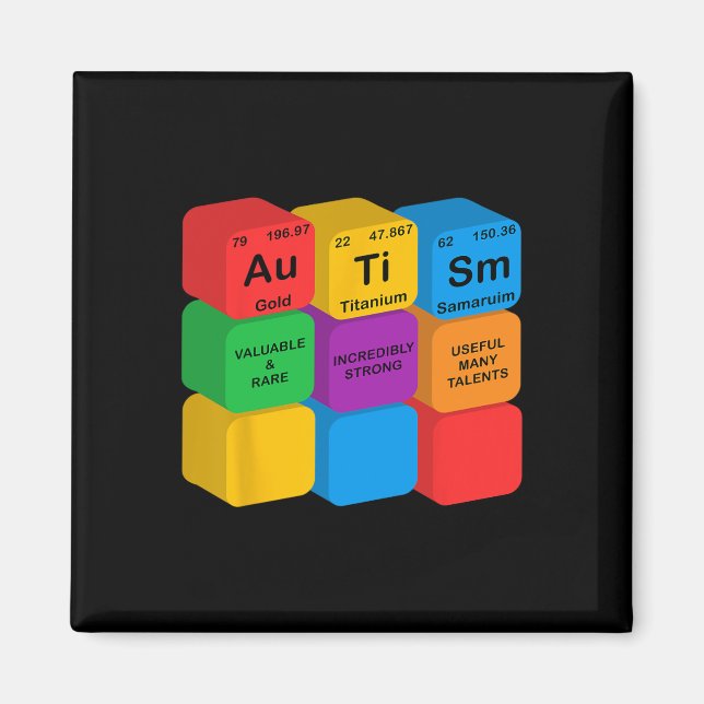 Funny Autism Awareness Elements Periodic Table Che Magnet (Front)