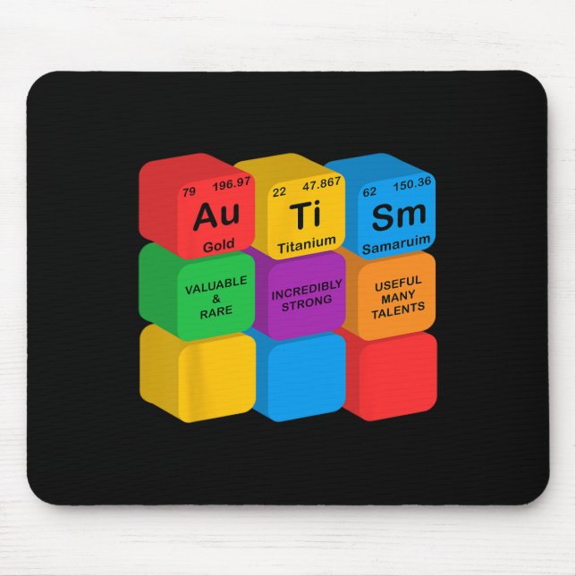 Funny Autism Awareness Elements Periodic Table Che Mouse Mat (Front)