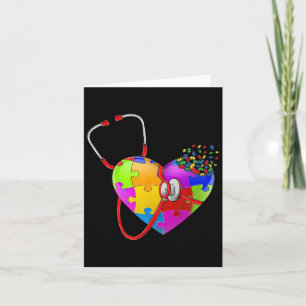 Funny Autism Awareness Nurse Autism Puzzle Stethos Card