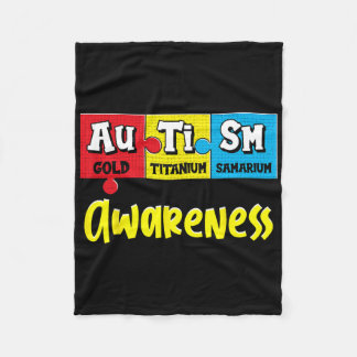 Funny Autism Awareness Puzzle Chemical Periodic Ta Fleece Blanket