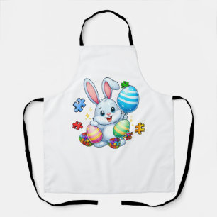 Funny Autism Awareness Puzzle Easter Bunny Eggs Ki Apron