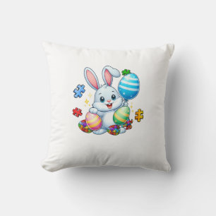 Funny Autism Awareness Puzzle Easter Bunny Eggs Ki Cushion