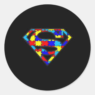Funny Autism Awareness Superhero T-Shirt170  Classic Round Sticker