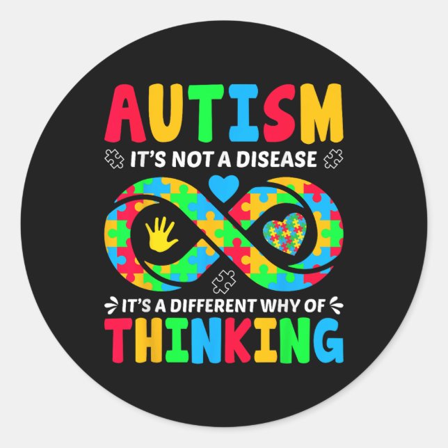 Funny Autism Awareness Support Austim  Classic Round Sticker (Front)