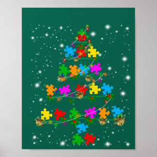 Funny Autism Christmas Tree Tee Ornament Decor Gif