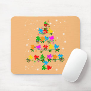 Funny Autism Christmas Tree Tee Ornament Decor Gif Mouse Mat