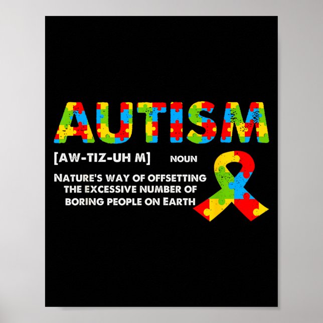 Funny Autism Definition - Autism Awareness Month  Poster (Front)