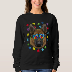 Funny Autism German Shepherd Dog Puzzle Sunglasses Sweatshirt