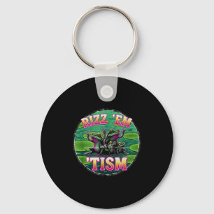 Funny Autism Rizz Em With The Tism Frog Meme Autis Key Ring