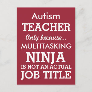 Funny Autism Special Needs Teacher Postcard