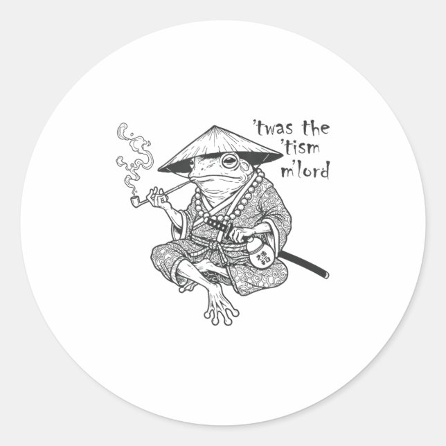 Funny Autism Twas The Tism M Lord Frog Meme Inappr Classic Round Sticker (Front)