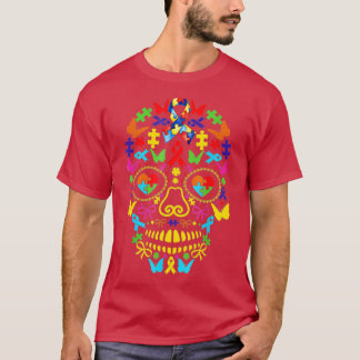 Funny Autistic Skull Heart Puzzle Autism Awareness T-Shirt
