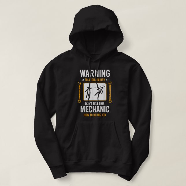Funny Auto Mechanic Gift for Men Warning To Avoid  Hoodie (Design Front)