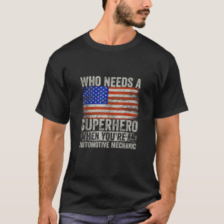 Funny Automotive Mechanic Superhero Vintage Tee Fo