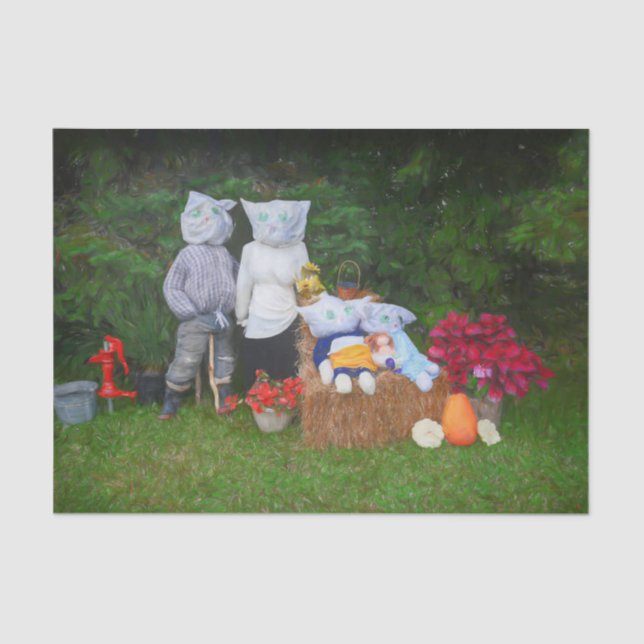 Funny Autumn Family Country Rustic Farm Tissue Paper (Front)