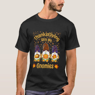 Funny Autumn Gnomes Fall Leaves Thanksgiving with  T-Shirt