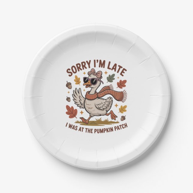 Funny Autumn Goose Paper Plate (Front)