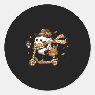 Funny autumn scooter soccer thanksgiving womens classic round sticker