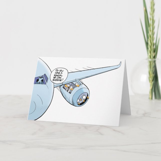Funny Aviation Cartoon Duck Greeting Card (Front)