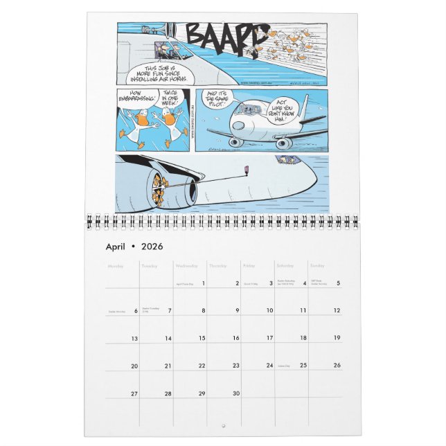 Funny Aviation Cartoons Calendar (Apr 2026)