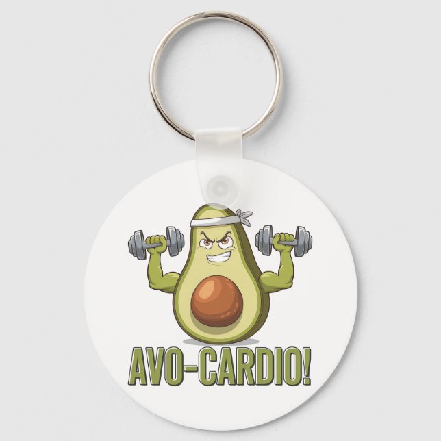 Funny Avo-Cardio Avocado Fitness Design Key Ring (Front)