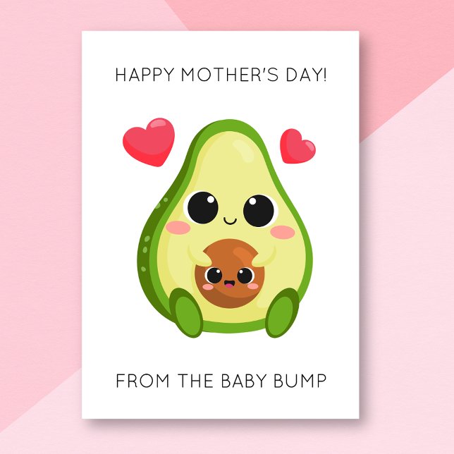 Funny Avocado Baby Bump Mother's Day Card (Creator Uploaded)