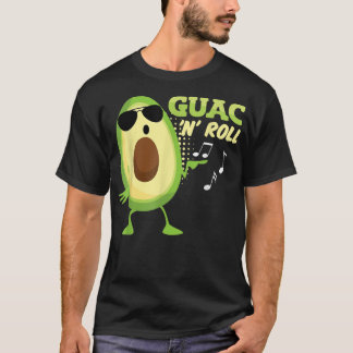 Funny Avocado Guac n Roll Guacamole Meican Rocker  T-Shirt