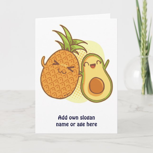 Funny Avocado Pineapple Best Friends BFF Kawaii Card (Front)