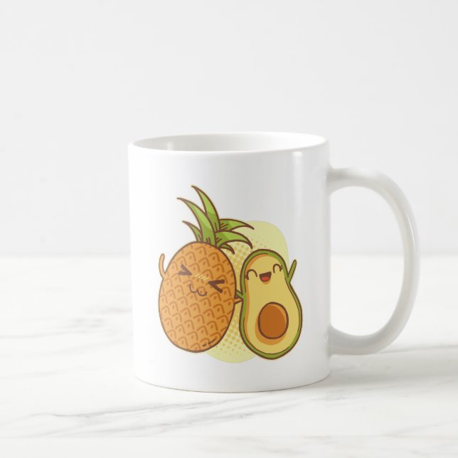 Funny Avocado Pineapple Best Friends BFF Kawaii Coffee Mug (Right)