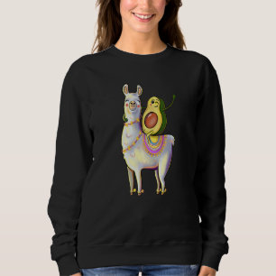 Funny Avocado Riding on a Llama Alpaca Animal Sweatshirt