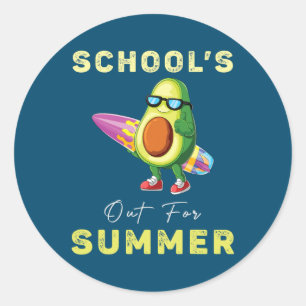 Funny Avocado Schools Out For Summer Teacher Classic Round Sticker