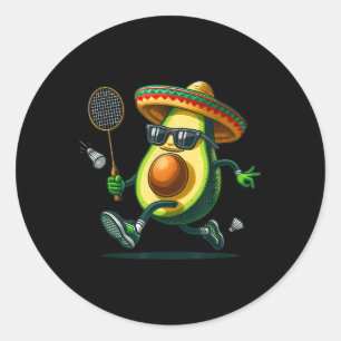 Funny Avocado Showing Badminton Skills Cinco De Ma Classic Round Sticker
